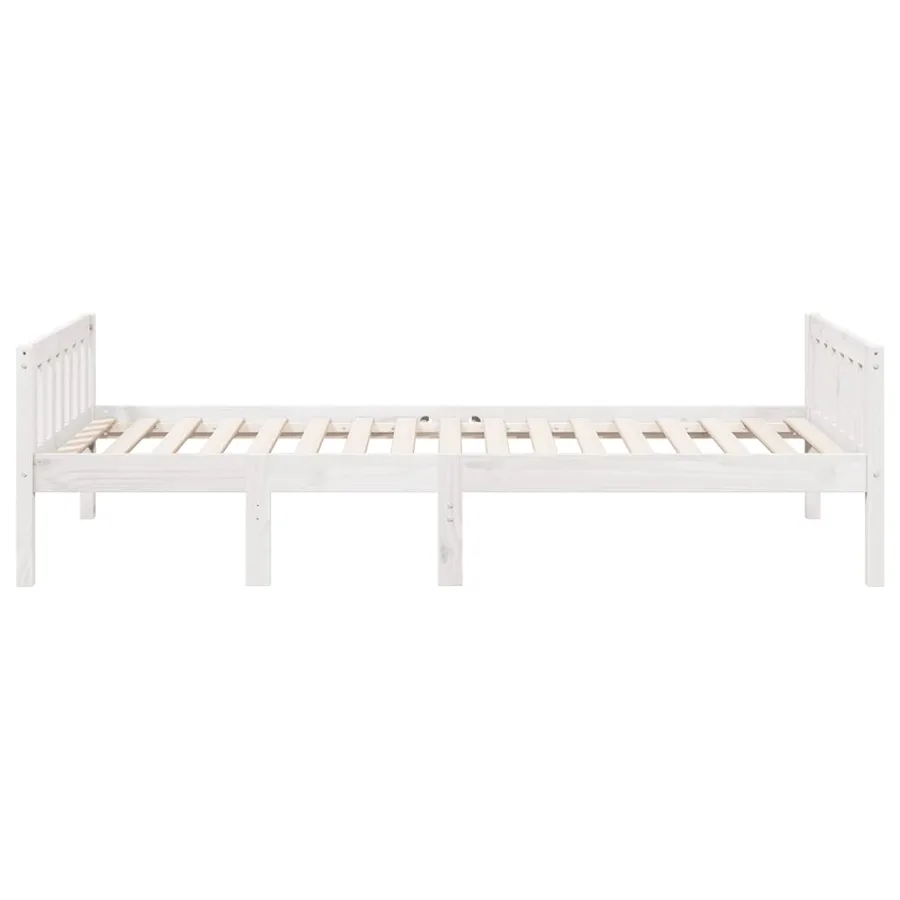 Lit pour enfants sans matelas blanc 90x200cm bois de pin massif - 5