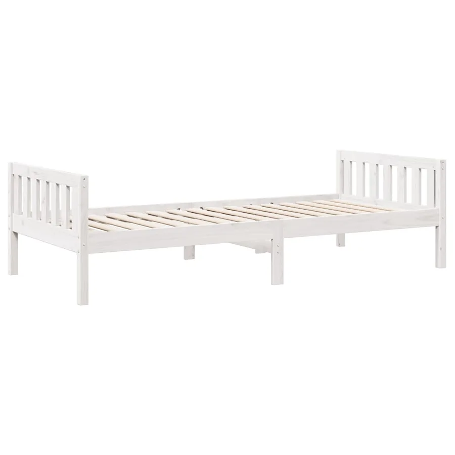 Lit pour enfants sans matelas blanc 90x200cm bois de pin massif - 7