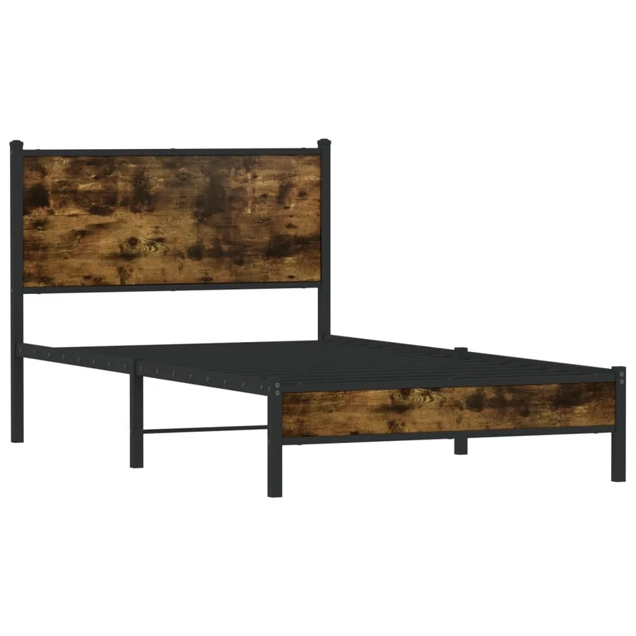 Cadre de lit en métal sans matelas chêne fumé 100x190 cm - 3