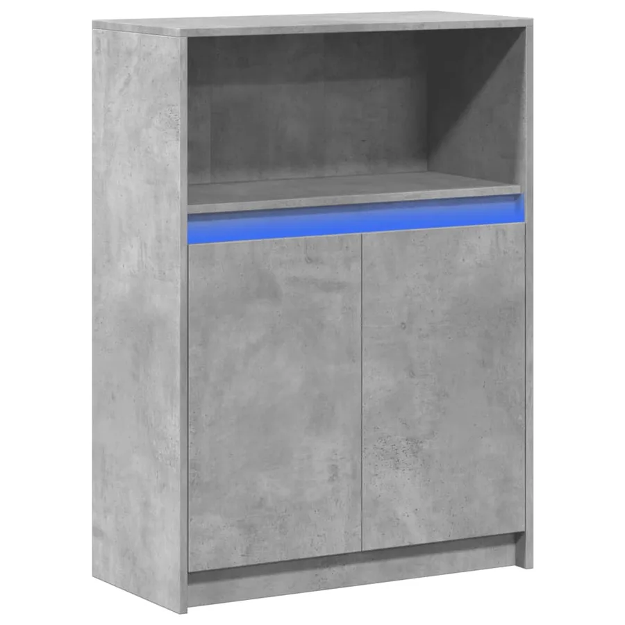 Buffet avec LED gris béton 72x34x100 cm bois d'ingénierie - 3