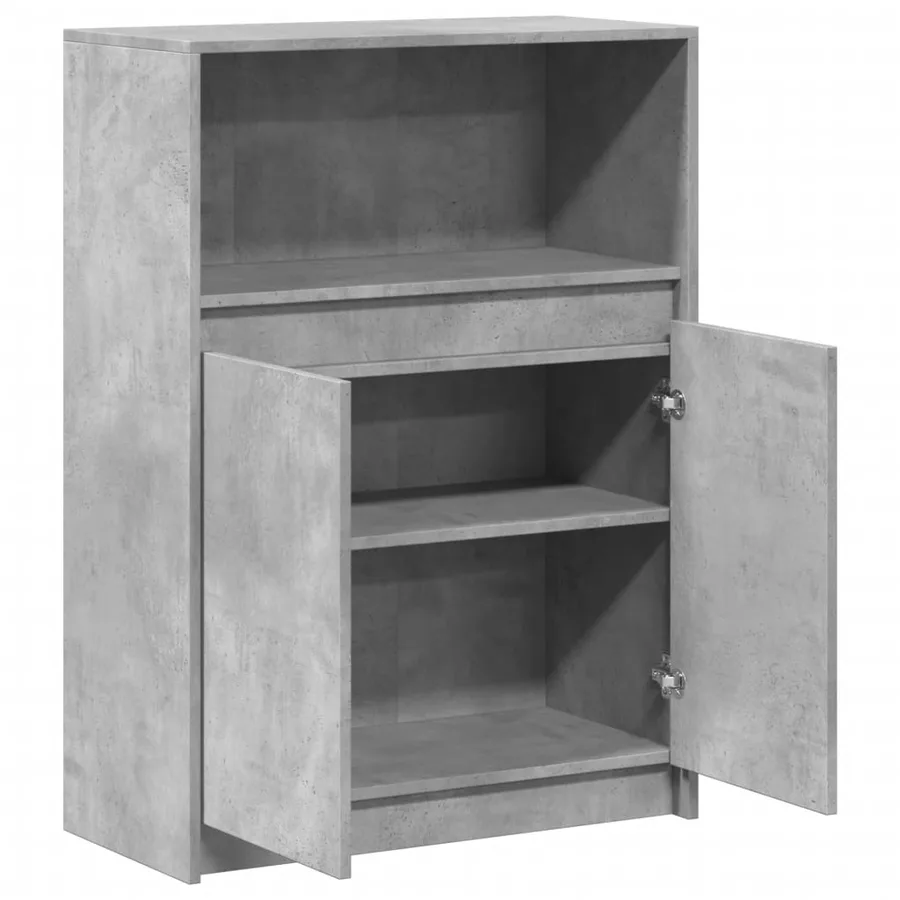 Buffet avec LED gris béton 72x34x100 cm bois d'ingénierie - 7