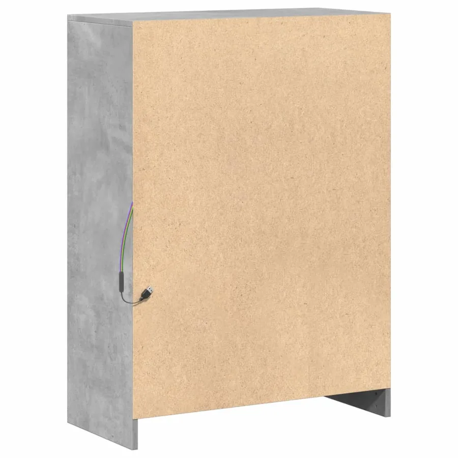 Buffet avec LED gris béton 72x34x100 cm bois d'ingénierie - 9