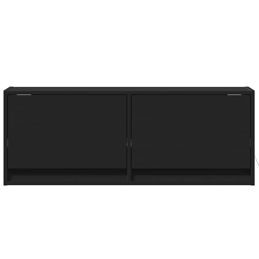 Meuble TV mural avec lumières LED noir 100x31x35 cm - 6