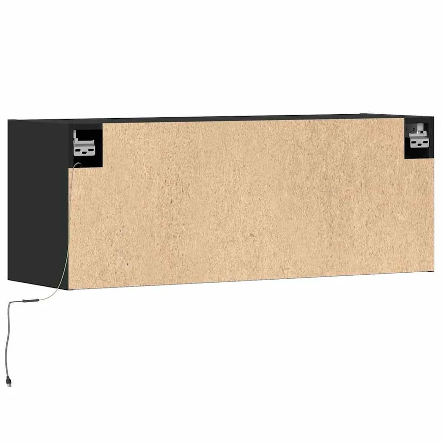 Meuble TV mural avec lumières LED noir 100x31x35 cm - 8