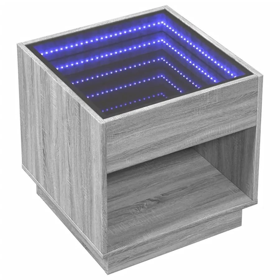 Table de chevet avec LED infini sonoma gris 50x50x50 cm - 3