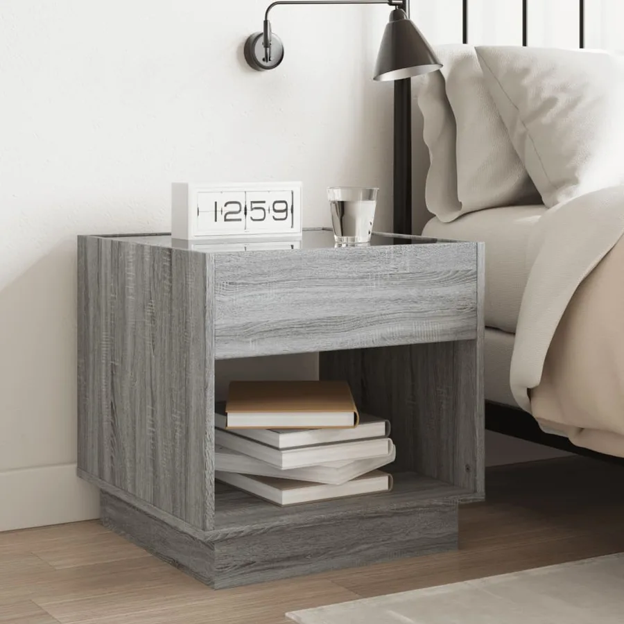 Table de chevet avec LED infini sonoma gris 50x50x50 cm - 4