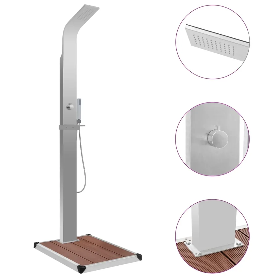 Outdoor Shower with WPC Shower Tray Stainless Steel