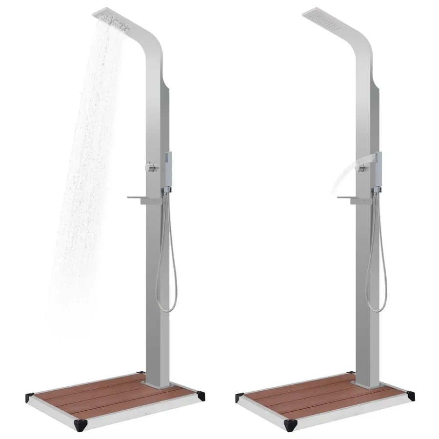 Outdoor Shower with WPC Shower Tray Stainless Steel - 3