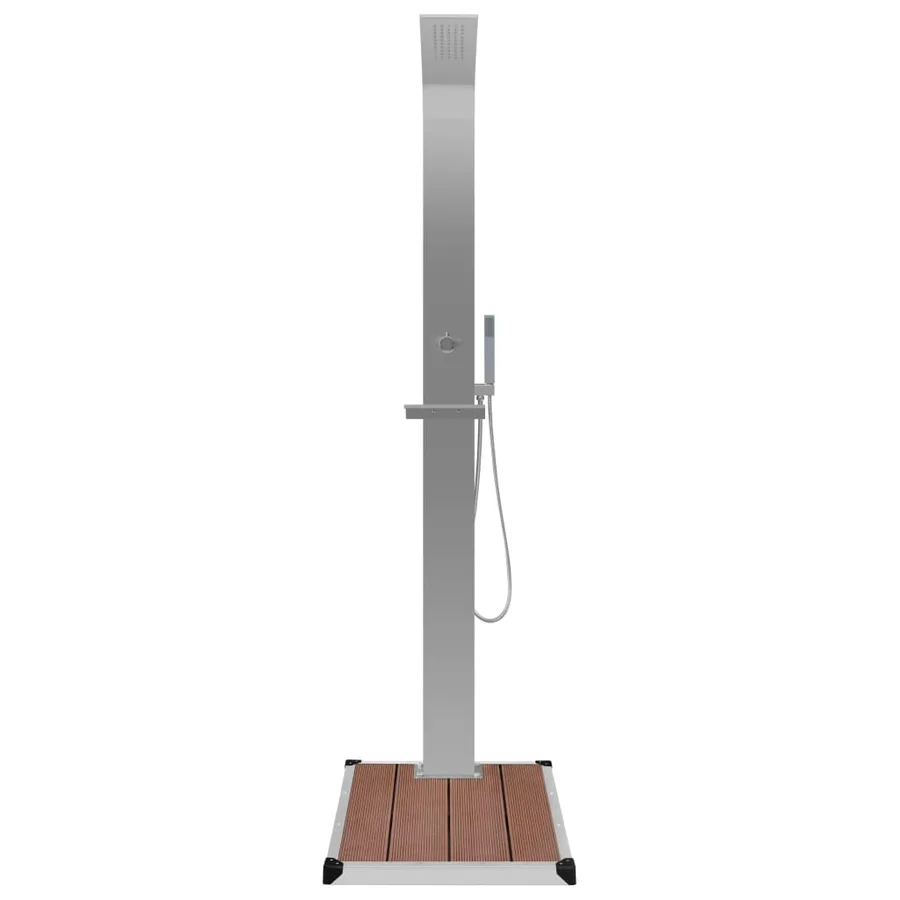 Douche d'extérieur avec receveur de douche WPC Acier inoxydable - 5