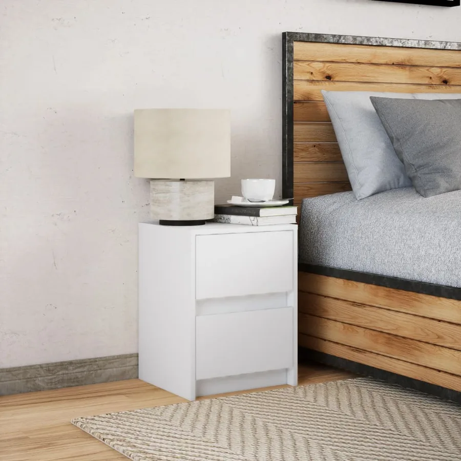 Armoire de chevet avec lumières LED blanc bois d'ingénierie - 4