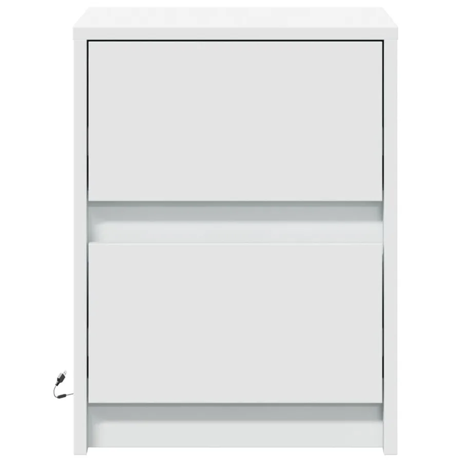 Armoire de chevet avec lumières LED blanc bois d'ingénierie - 6