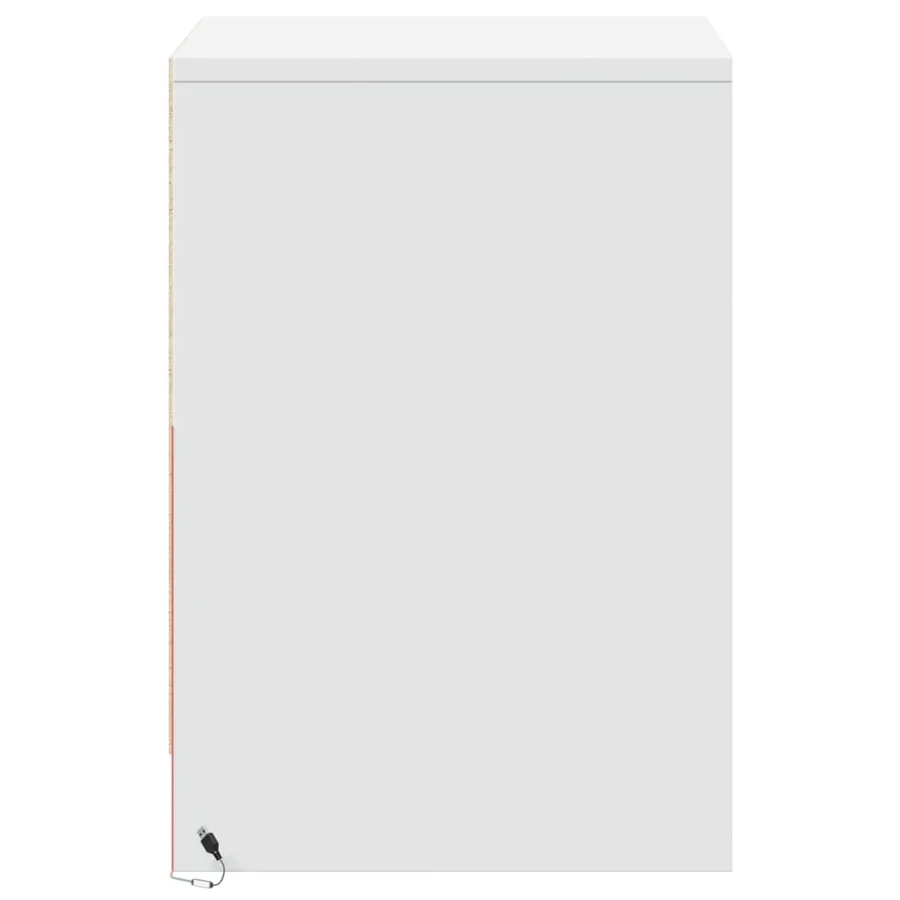 Armoire de chevet avec lumières LED blanc bois d'ingénierie - 7