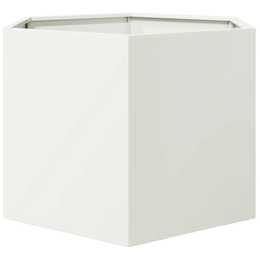 Jardinière blanc hexagone 69x60x45 cm acier - 5