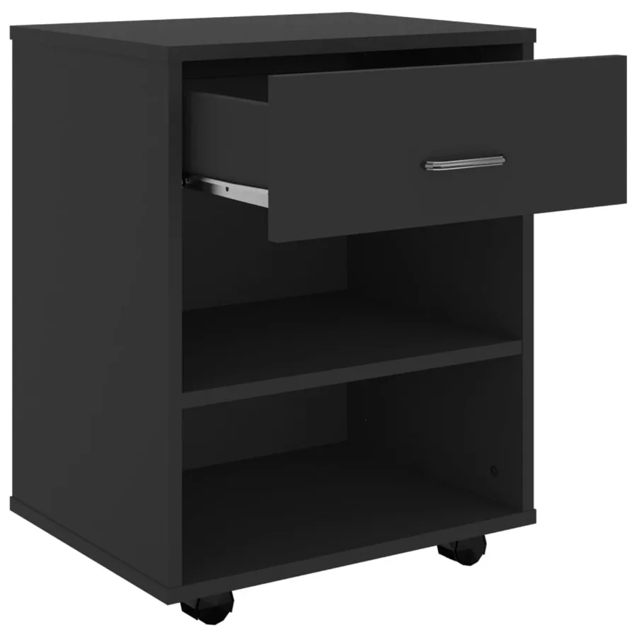 Armoire à roulettes Noir 46x36x59 cm Bois d'ingénierie - 6