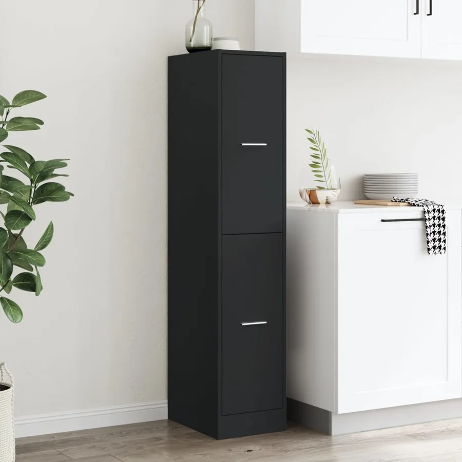 Armoire d'apothicaire noir 30x41x144,5 cm bois d'ingénierie - 3