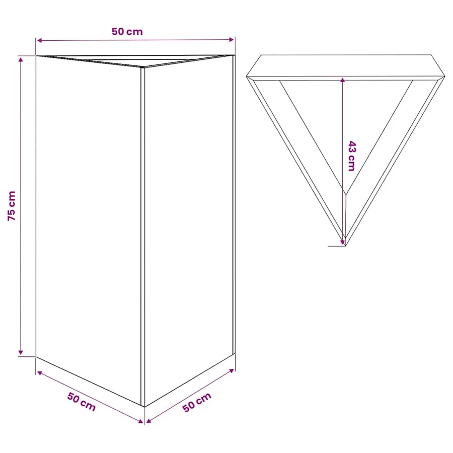 Jardinières 2 pcs triangulaire 50x43x75 cm acier inoxydable - 12