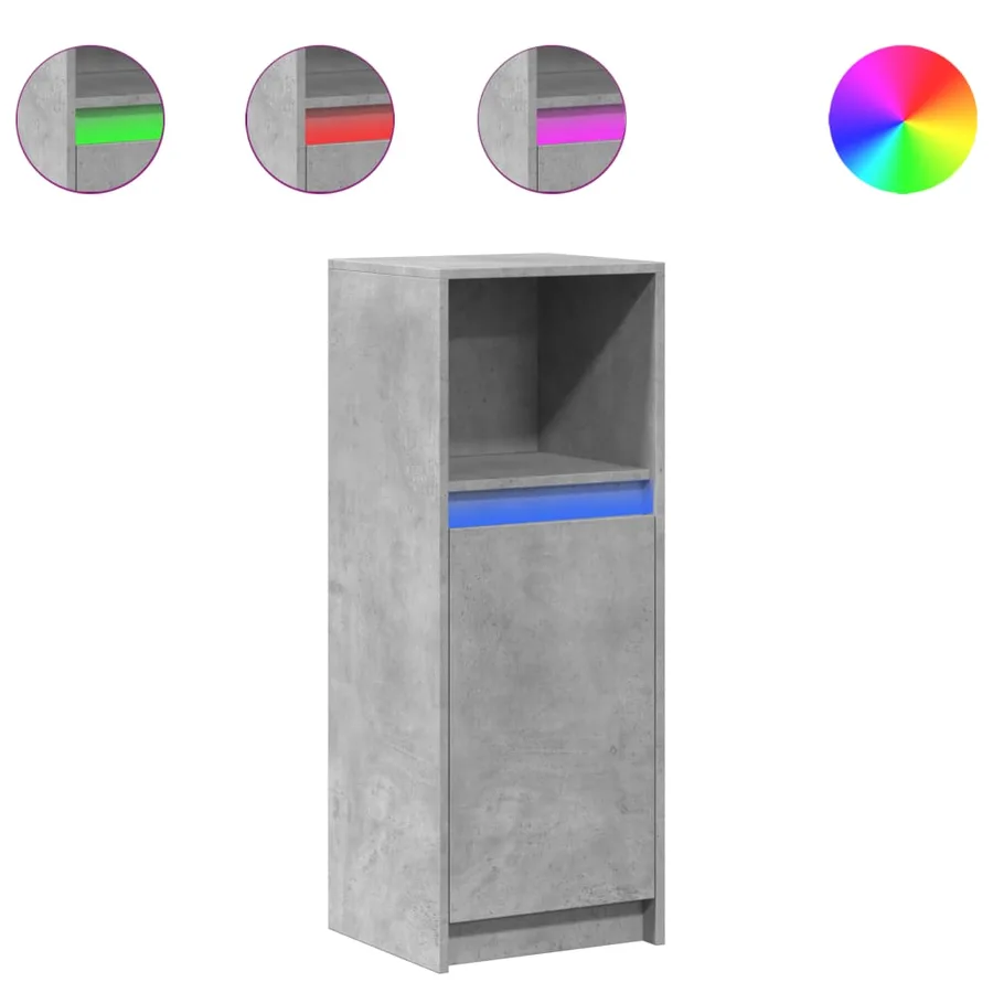 Buffet avec LED gris béton 38x34x100 cm bois d'ingénierie - 2