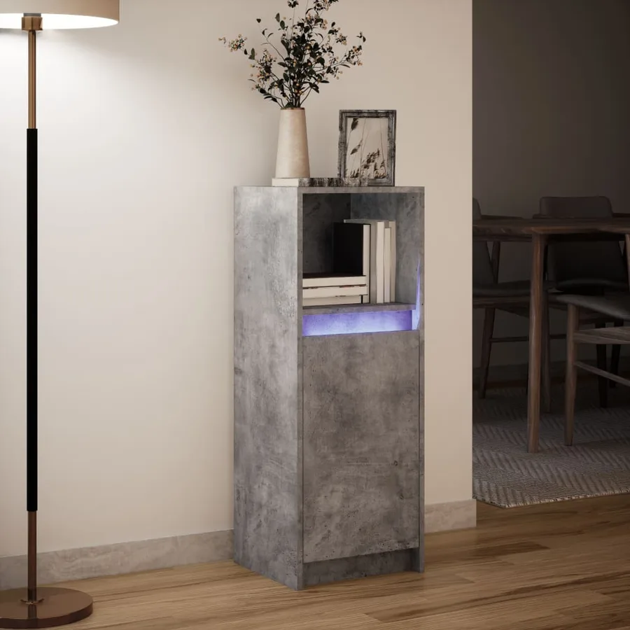 Buffet avec LED gris béton 38x34x100 cm bois d'ingénierie - 5
