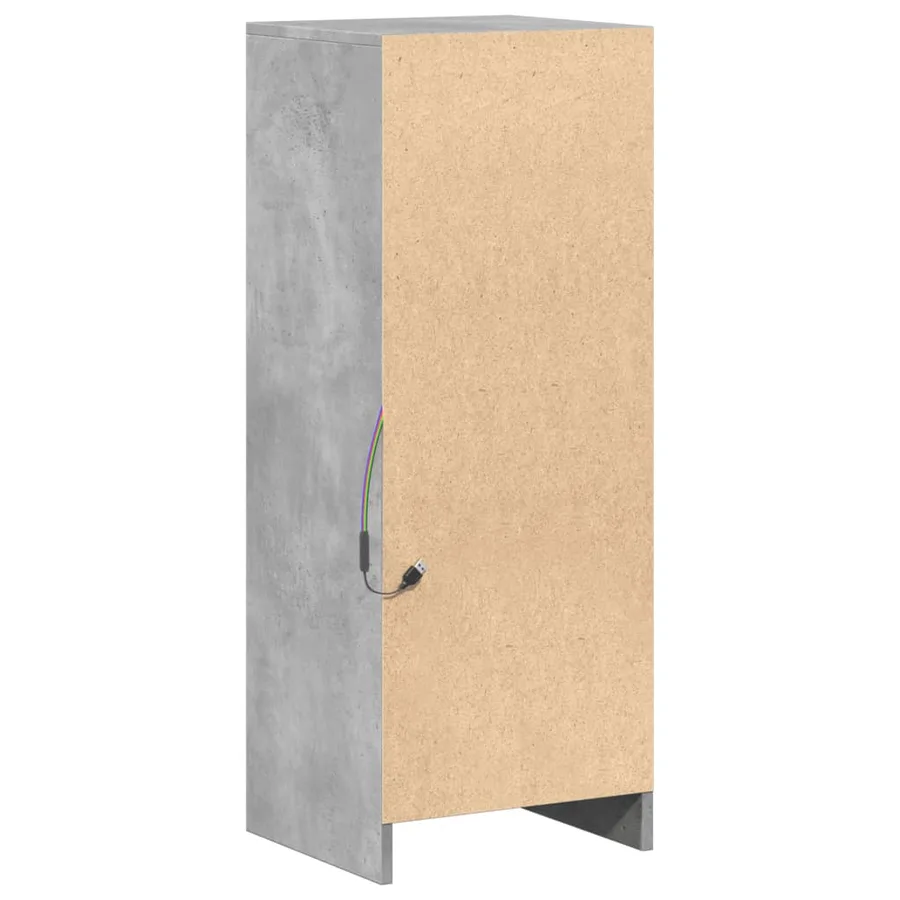 Buffet avec LED gris béton 38x34x100 cm bois d'ingénierie - 8