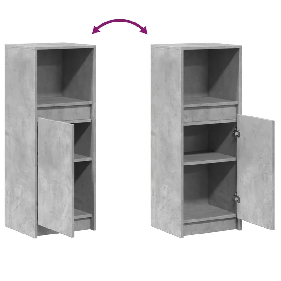 Buffet avec LED gris béton 38x34x100 cm bois d'ingénierie - 9