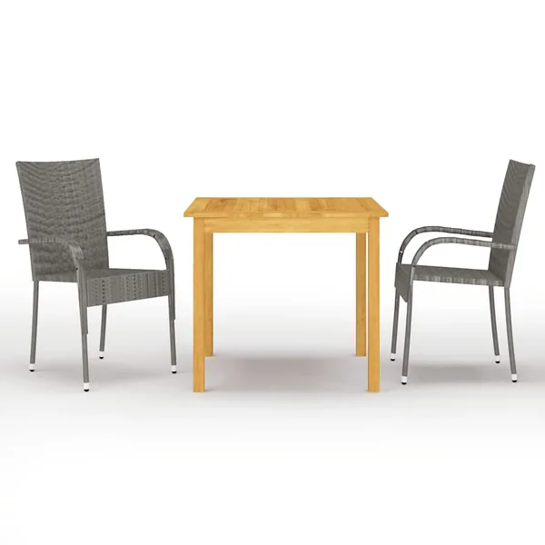 Ensemble à manger de jardin 3 pcs Gris