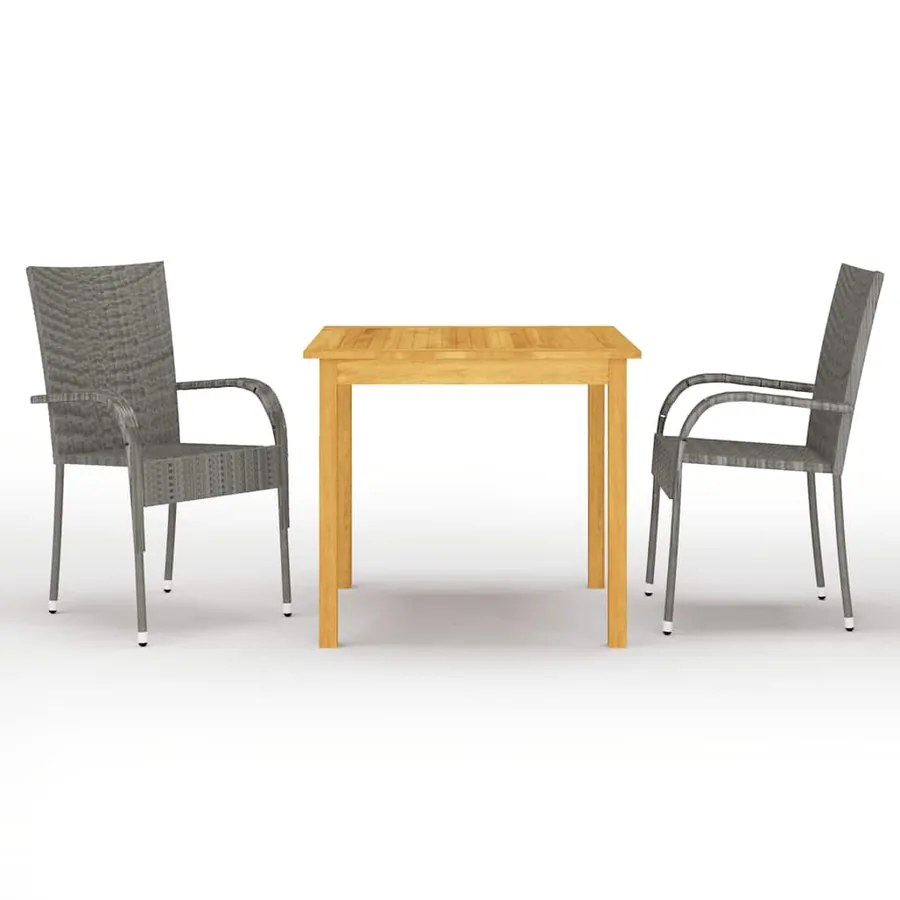 Garden Dining Set 3 pcs Grey