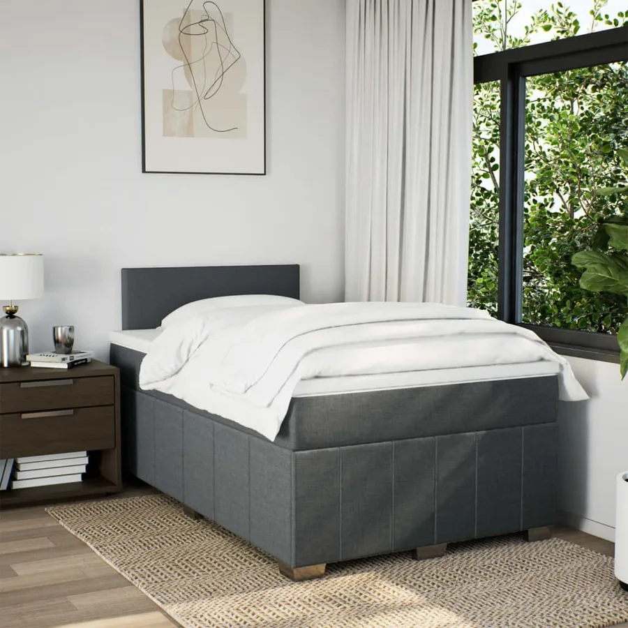 Sommier à lattes de lit avec matelas Gris foncé 120x200cm Tissu - 3