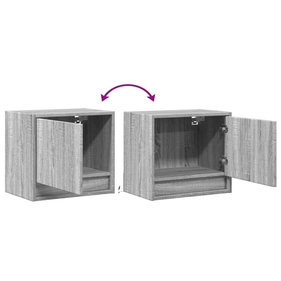 Tables de chevet murales avec lumières LED 2 pcs sonoma gris - 10