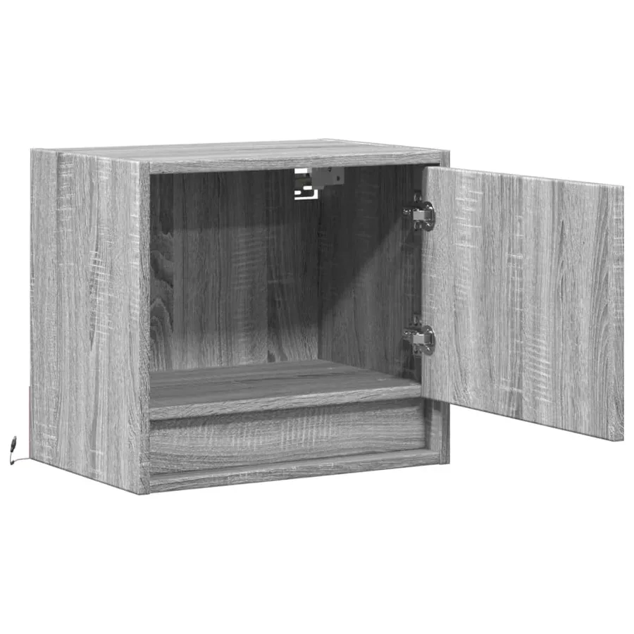 Tables de chevet murales avec lumières LED 2 pcs sonoma gris - 7