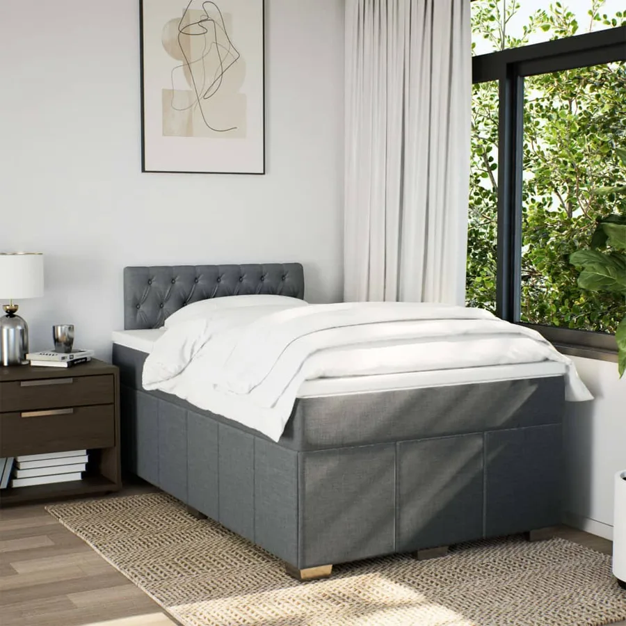 Sommier à lattes de lit avec matelas Gris foncé 120x200cm Tissu - 3