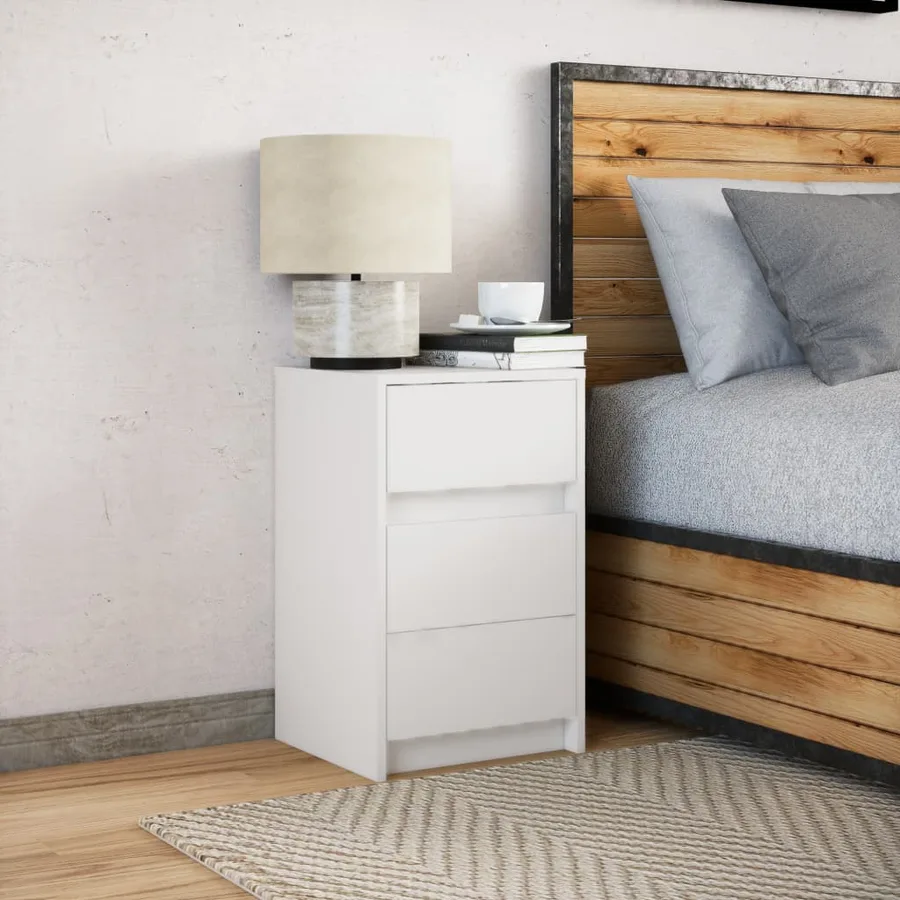 Armoire de chevet avec lumières LED blanc bois d'ingénierie - 4