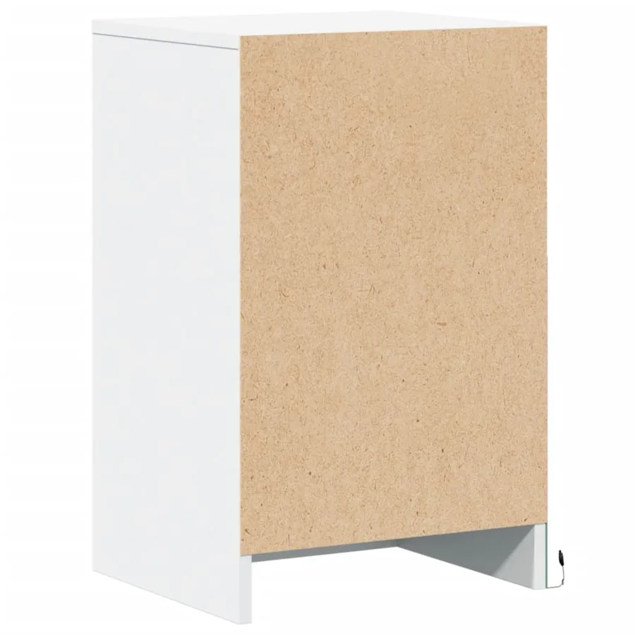 Armoire de chevet avec lumières LED blanc bois d'ingénierie - 8