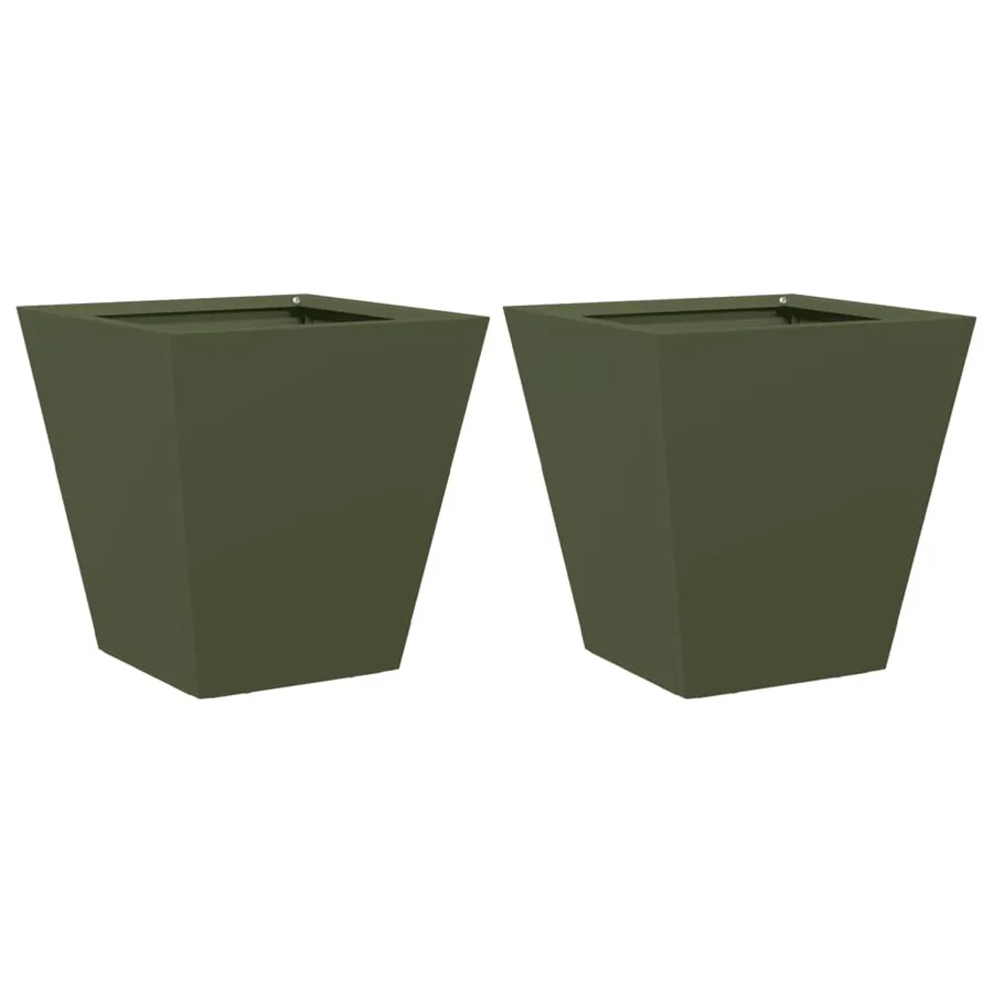 Jardinières 2 pcs vert olive 30x30x30 cm acier - 2