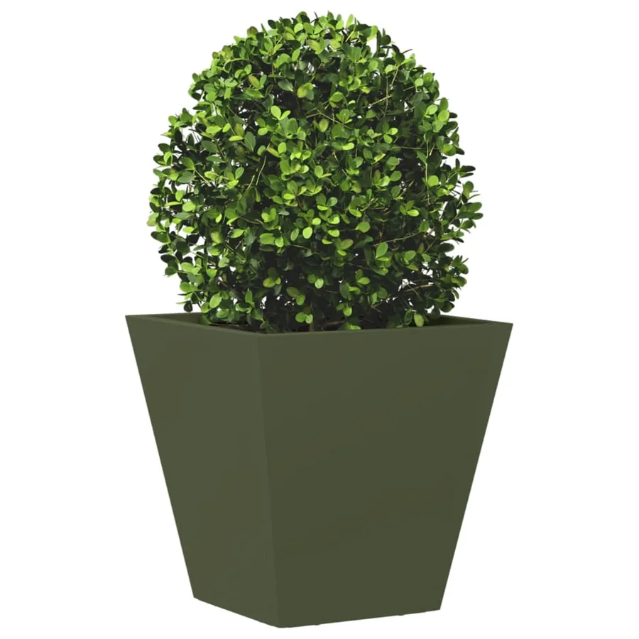 Jardinières 2 pcs vert olive 30x30x30 cm acier - 4