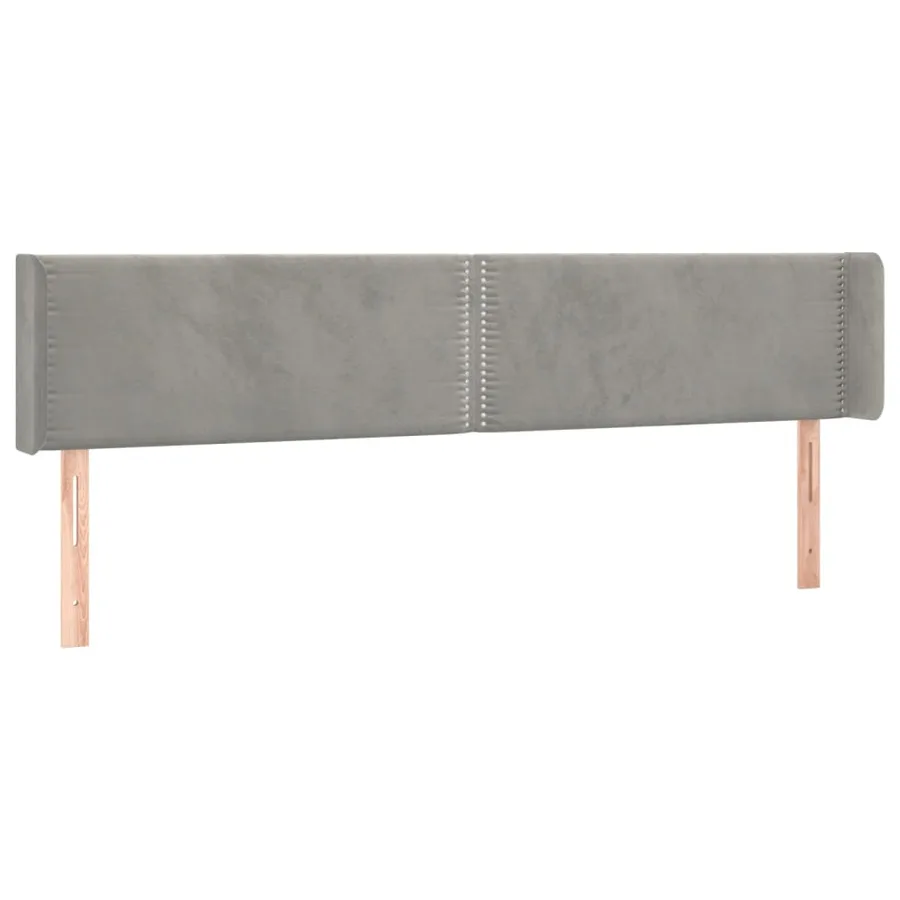 Tête de lit avec oreilles Gris clair 203x16x78/88 cm Velours - 2