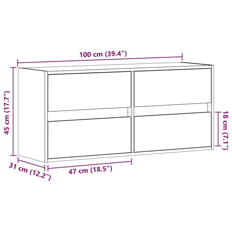 Meuble TV mural avec lumières LED chêne marron 100x31x45 cm - 15