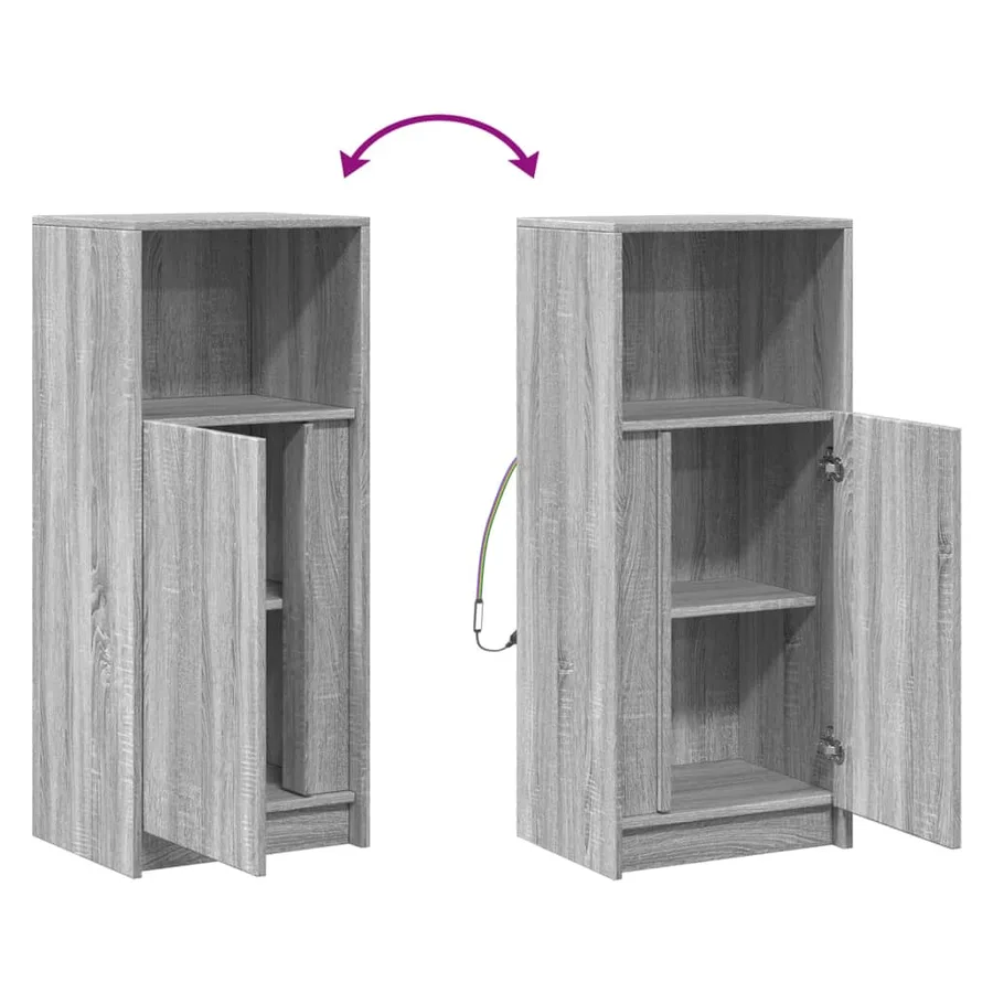 Buffet avec LED sonoma gris 42,5x34x100 cm bois d'ingénierie - 10