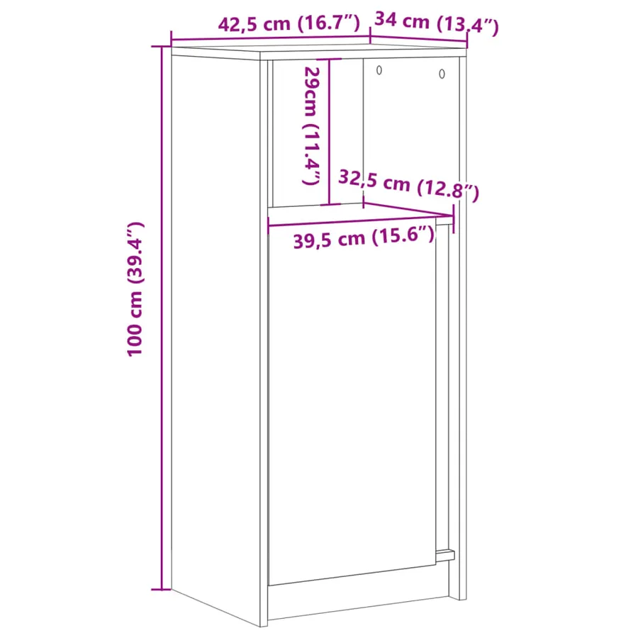 Buffet avec LED sonoma gris 42,5x34x100 cm bois d'ingénierie - 16