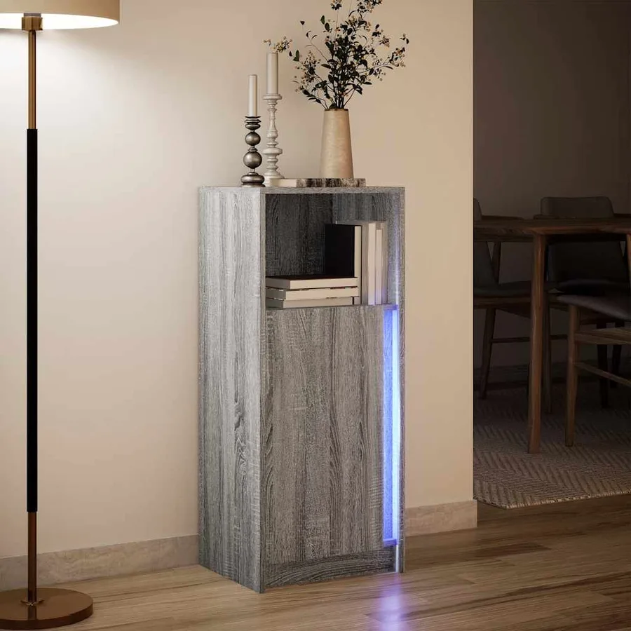 Buffet avec LED sonoma gris 42,5x34x100 cm bois d'ingénierie - 5