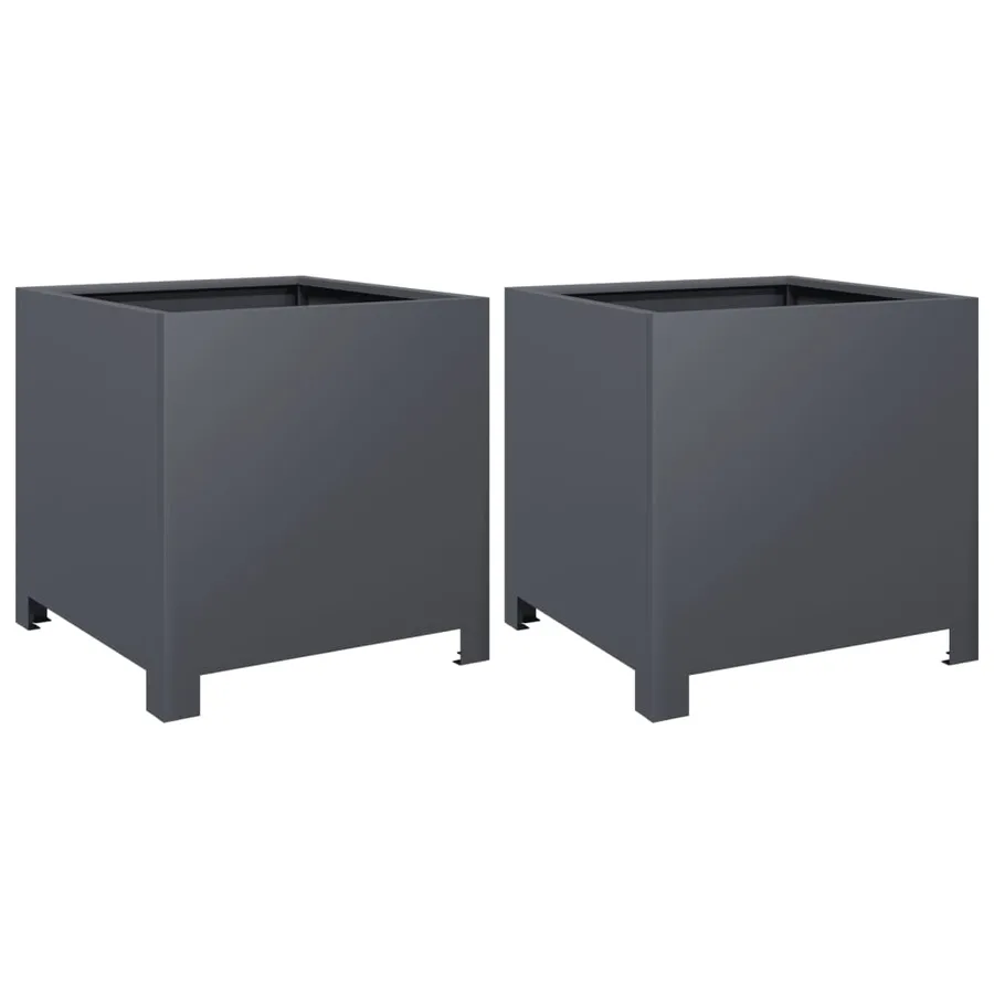 Jardinières 2 pcs anthracite 40x40x40 cm acier - 2