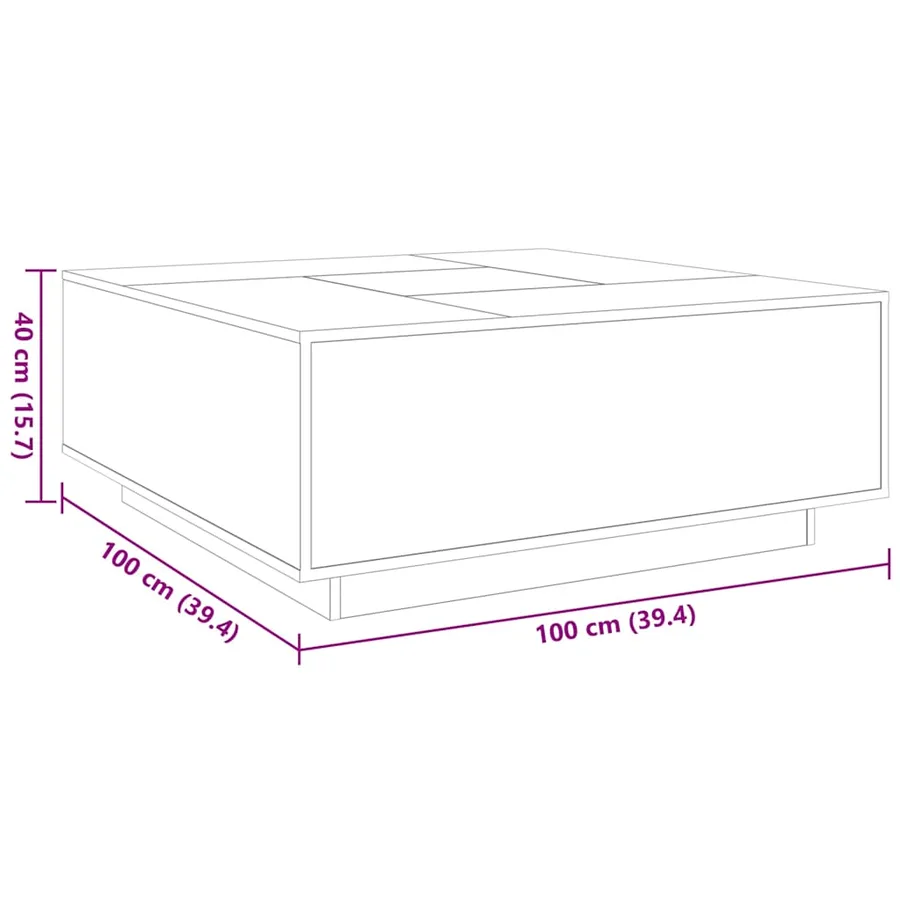 Table basse avec LED infini blanc 100x100x40 cm - 13