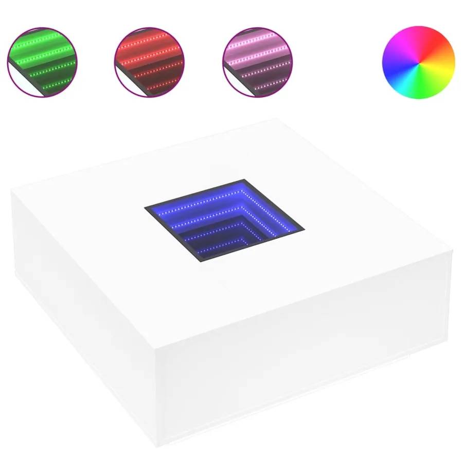 Table basse avec LED infini blanc 100x100x40 cm - 2