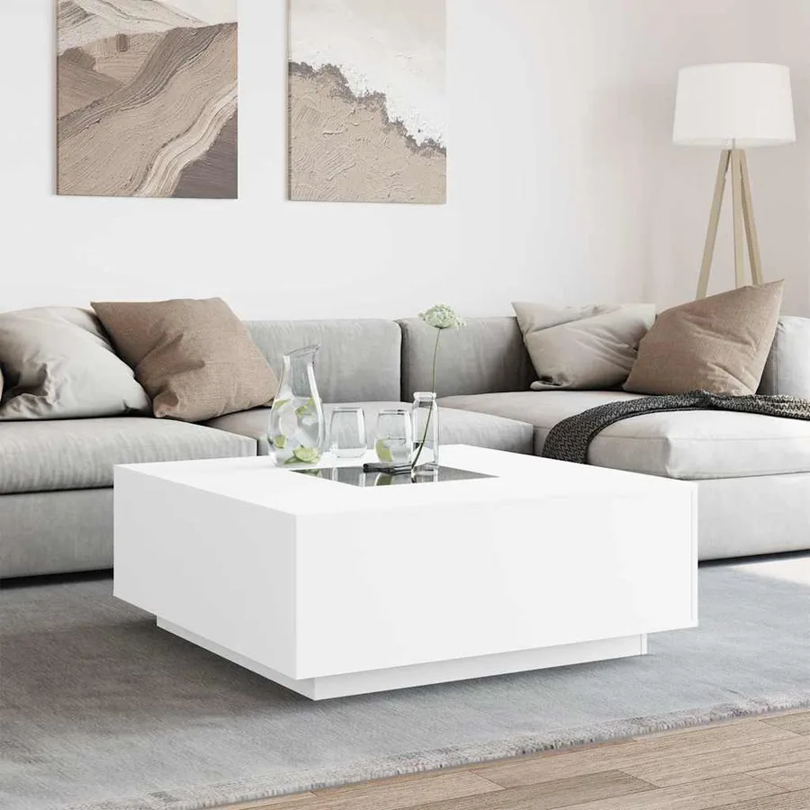 Table basse avec LED infini blanc 100x100x40 cm - 4