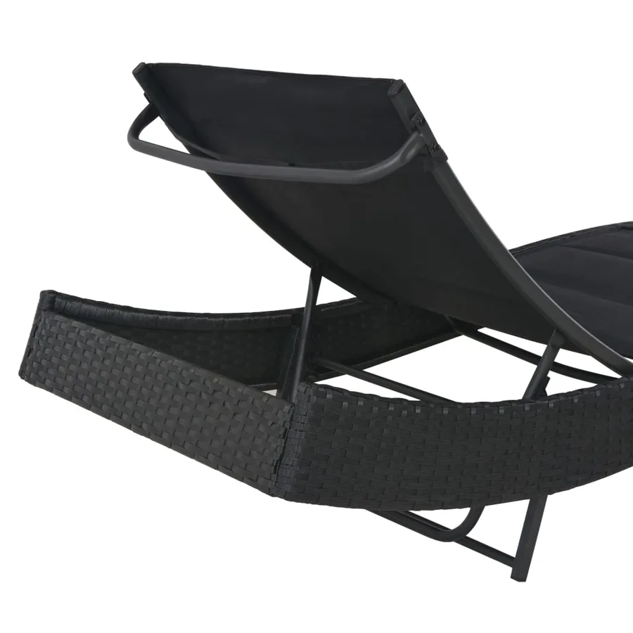 Sun Lounger Poly Rattan and Textilene Brown - 10