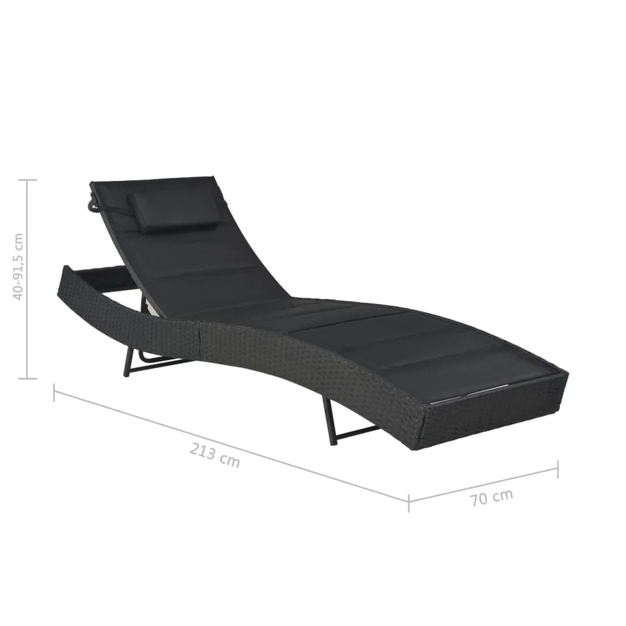 Sun Lounger Poly Rattan and Textilene Brown - 12