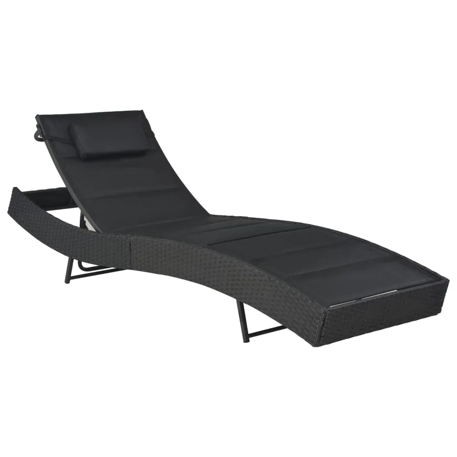 Sun Lounger Poly Rattan and Textilene Brown - 7