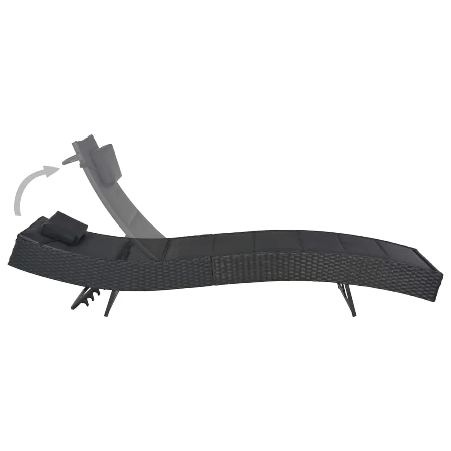 Sun Lounger Poly Rattan and Textilene Brown - 8