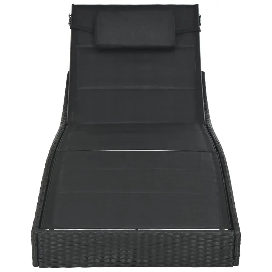 Sun Lounger Poly Rattan and Textilene Brown - 9