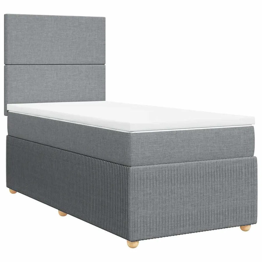 Sommier à lattes de lit avec matelas gris clair 80x200 cm tissu - 2