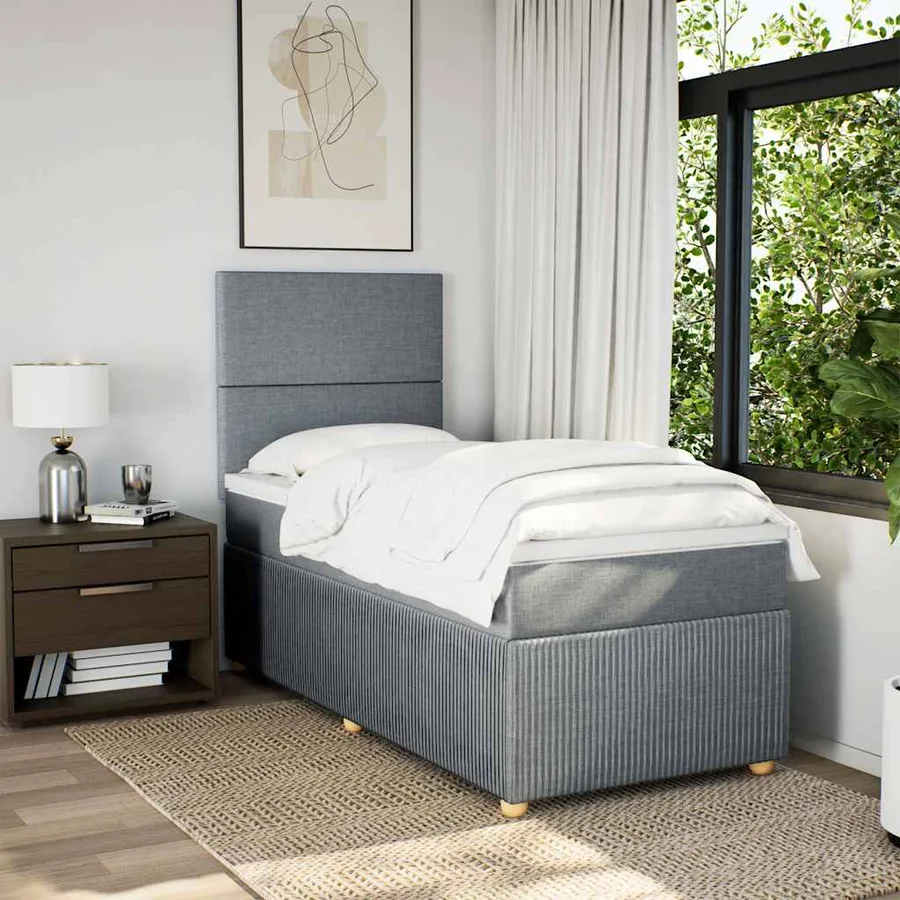 Sommier à lattes de lit avec matelas gris clair 80x200 cm tissu - 3